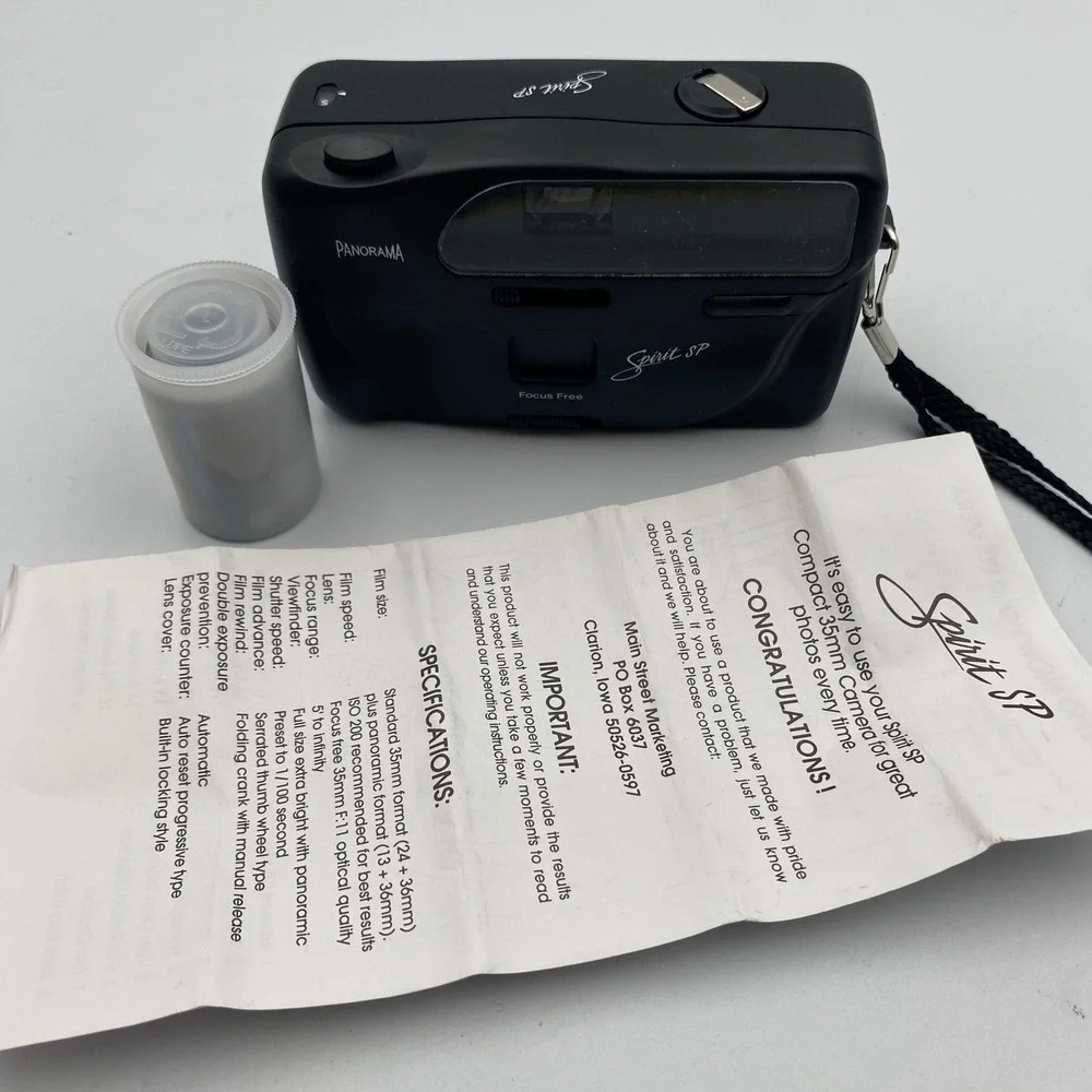 Spirit SP Panorama Focus Free 35mm Point and Shoot Film Camera Black Vintage